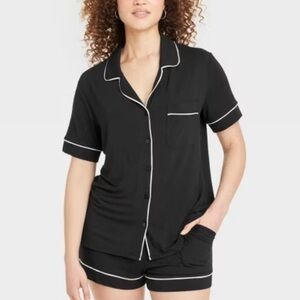AudenWomen's Cloud Knit Short Sleeve Notch Collar Top‎ and Shorts Pajama …